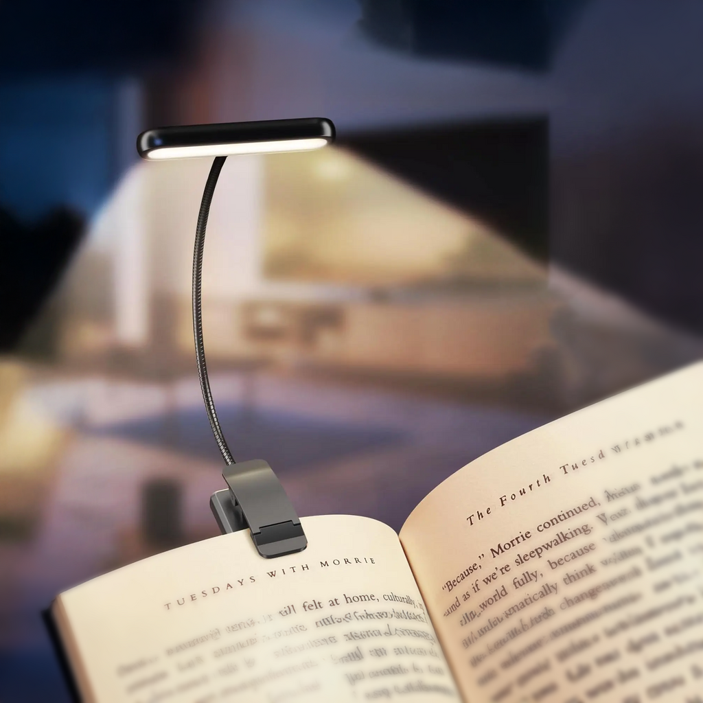 LED Book Light – Eye-Caring, Clip-On, USB Rechargeable Reading Lamp