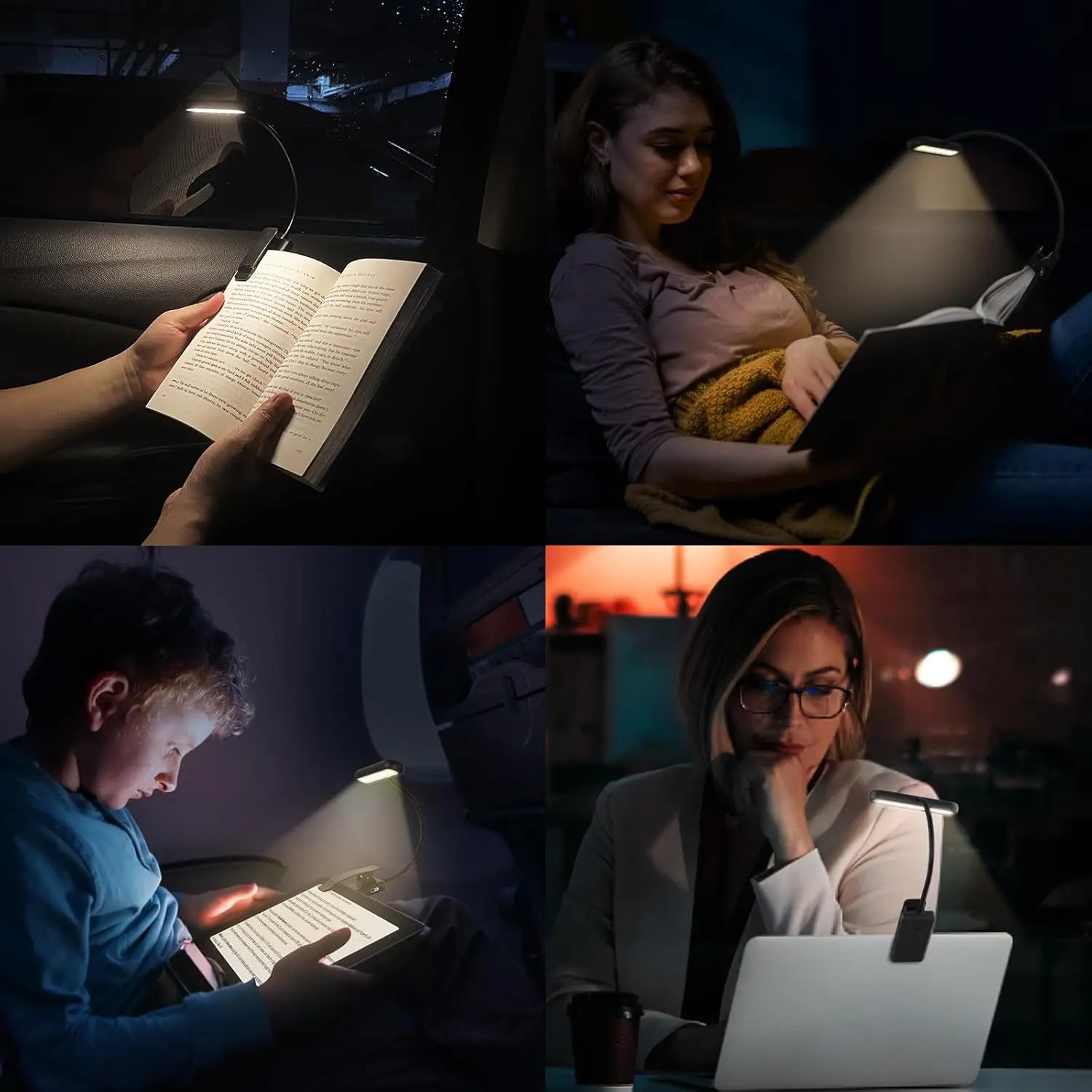 LED Book Light – Eye-Caring, Clip-On, USB Rechargeable Reading Lamp