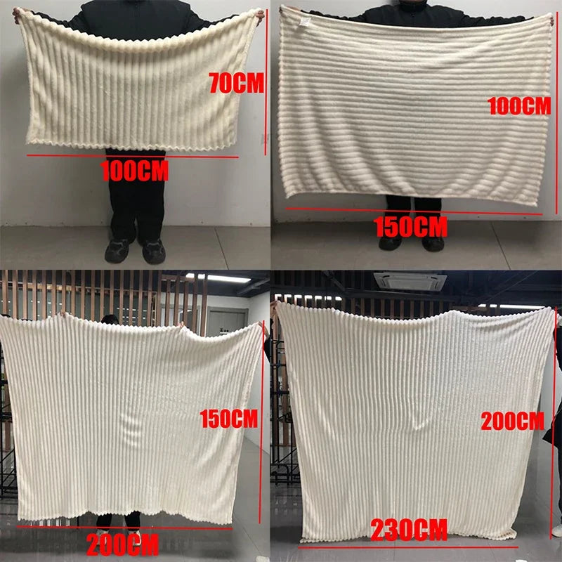 Ultra-Soft Striped Throw Blanket – Thick Winter Fleece for Bed, Sofa & Sleep